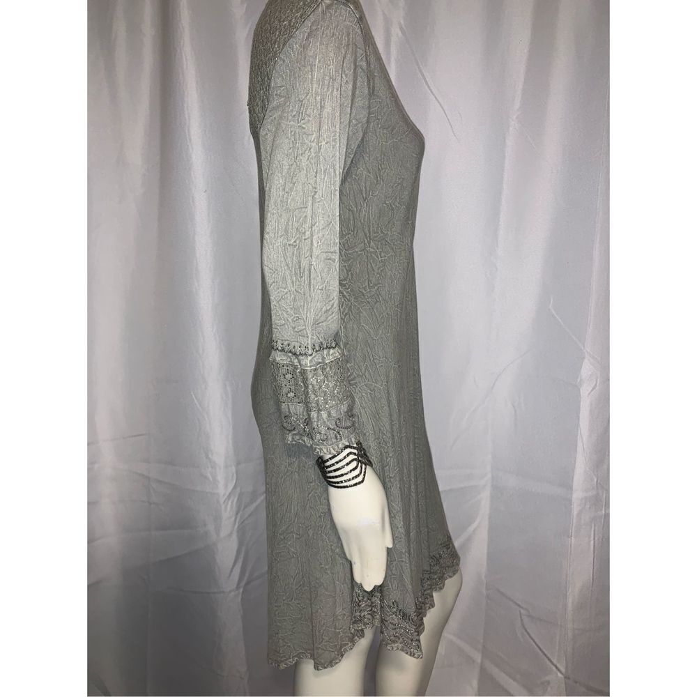 NWT VENUS IMPORTS EMBROIDERED‎ SAGE GREEN RAYON DRESS S/M - Picture 5 of 10